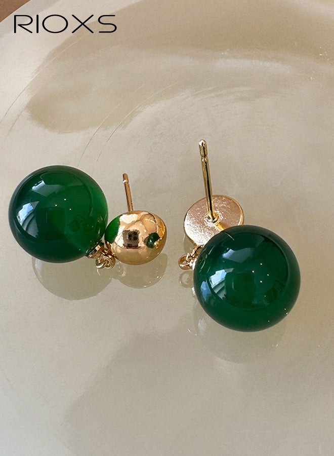 ريوكس أقراط نسائية خضراء عتيقة، أقراط دائرية متدلية ذات حركة رقيقة، طراز عرقي بسيط مستوحى من الطراز البوهيمي، لمسات ذهبية مضادة للحساسية، مناسبة للارتداء اليومي والمناسبات الخاصة مثل المواعيد والذكرى السنوية. - Image 4